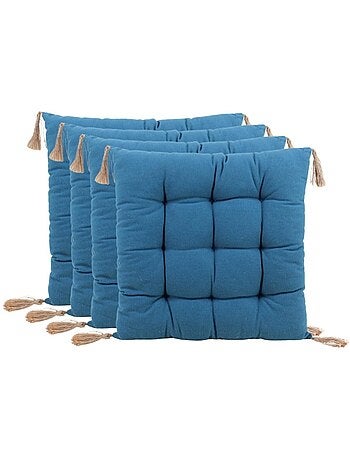 Lot de 4 galettes de chaises bleues 40cm