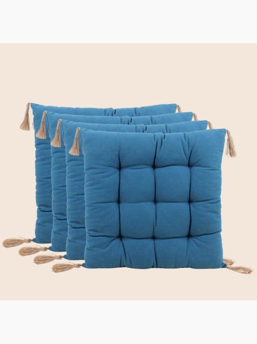 Lot de 4 galettes de chaises bleues 40cm - Kiabi