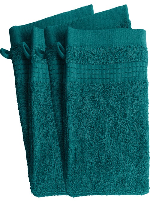 Lot de 4 Gants de Toilette  -  100% Coton - 450 gr/m2 - Kiabi