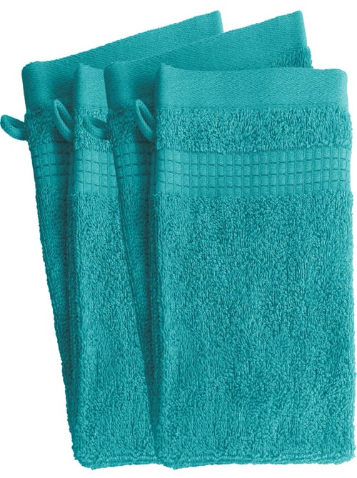 Lot de 4 Gants de Toilette  -  100% Coton - 450 gr/m2 - Kiabi