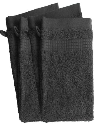 Lot de 4 Gants de Toilette  -  100% Coton - 450 gr/m2