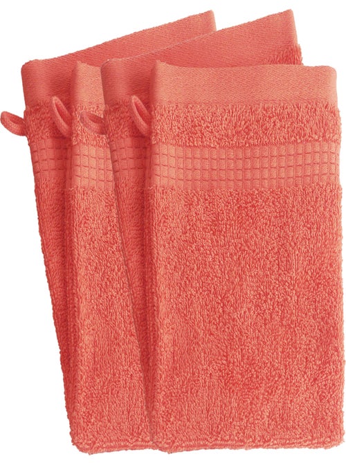 Lot de 4 Gants de Toilette  -  100% Coton - 450 gr/m2 - Kiabi