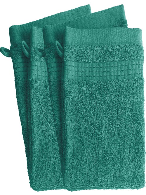 Lot de 4 Gants de Toilette  -  100% Coton - 450 gr/m2 - Kiabi