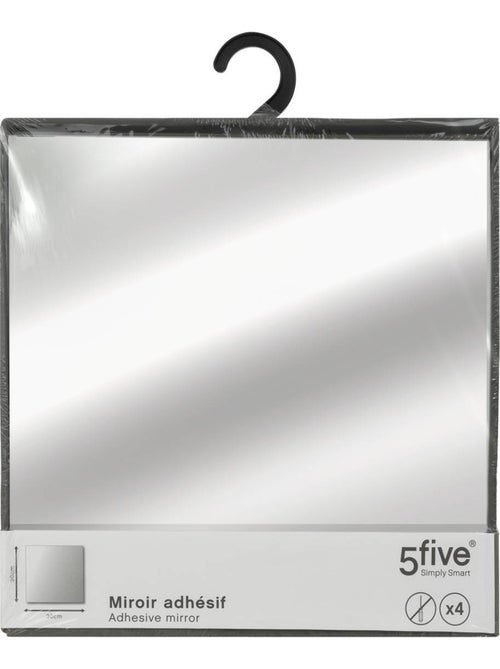 Lot de 4 grands miroirs carrés adhésifs en verre - Kiabi