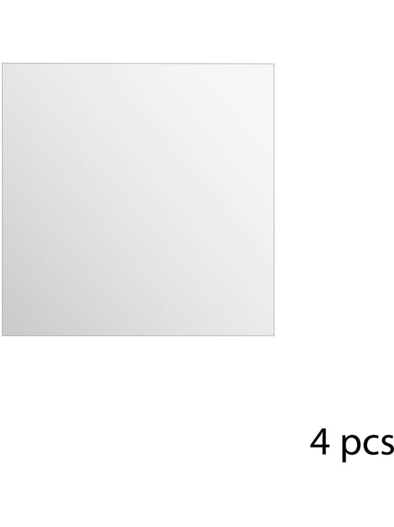 Lot de 4 grands miroirs carrés adhésifs en verre Argent - Kiabi