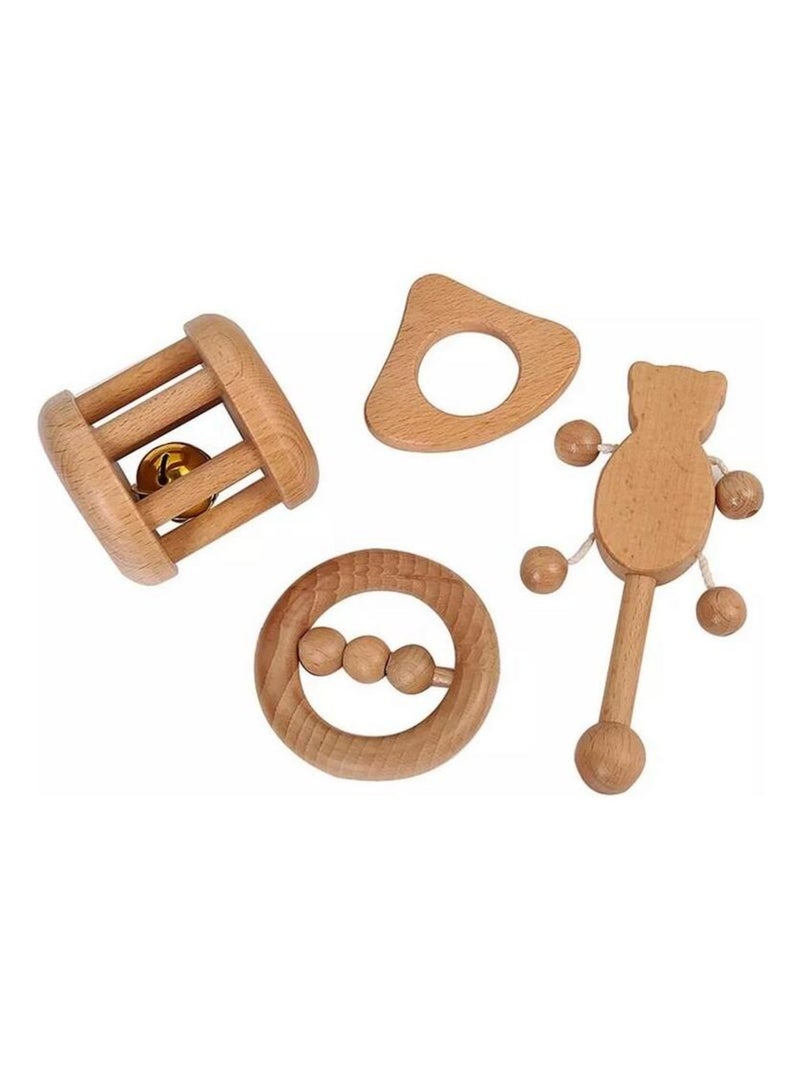 Lot de 4 hochets en bois N/A - Kiabi