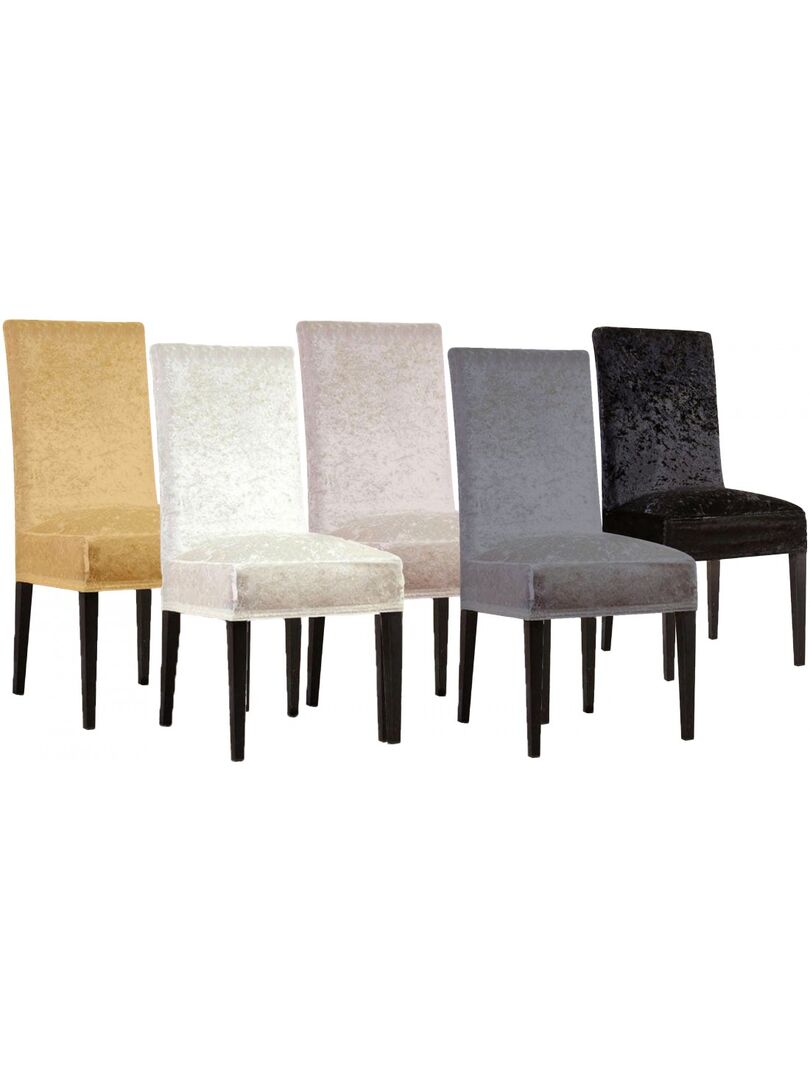 Lot de 2 housses de chaise en velours pour la salle à manger - Soft Stretch - Pour chaise large