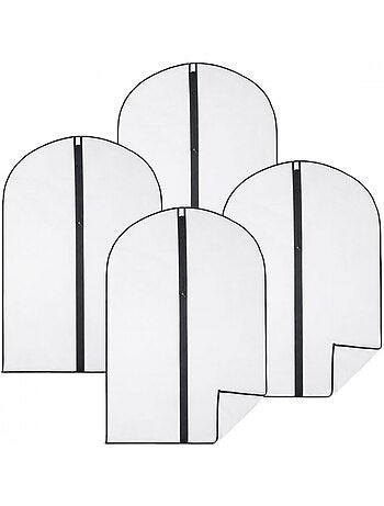 Lot de 4 housses pour vêtements à suspendre avec zip - 60 x 100 cm - Vivezen