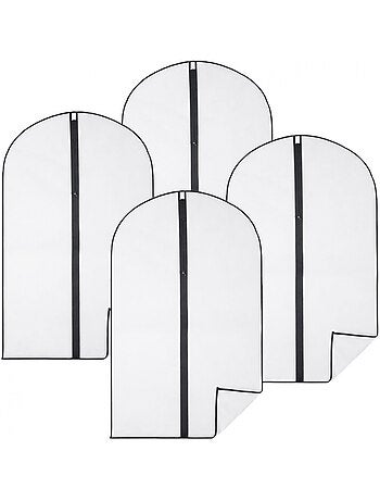 Lot de 4 housses pour vêtements à suspendre avec zip - 60 x 120 cm- Vivezen