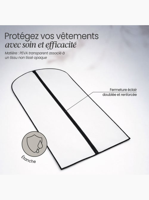 Lot de 4 housses pour vêtements à suspendre avec zip - 60 x 120 cm- Vivezen - Kiabi