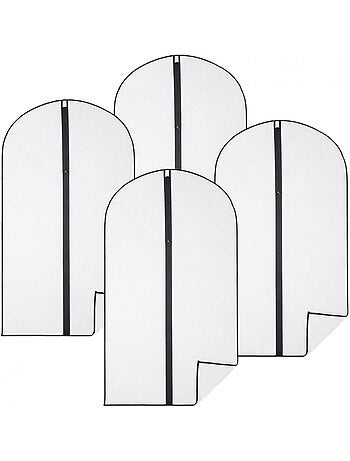 Lot de 4 housses pour vêtements à suspendre avec zip - 60 x 140 cm - Vivezen