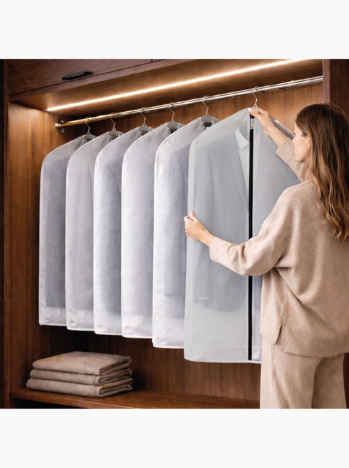 Lot de 4 housses pour vêtements à suspendre avec zip - 60 x 140 cm - Vivezen - Kiabi