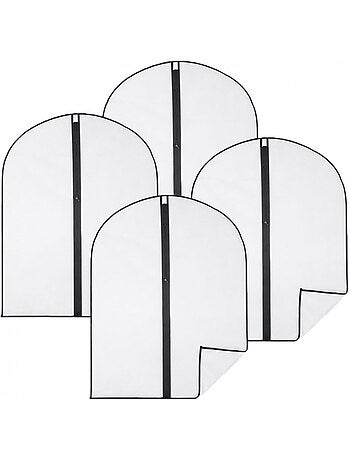 Lot de 4 housses pour vêtements à suspendre avec zip - 60 x 80 cm - Vivezen