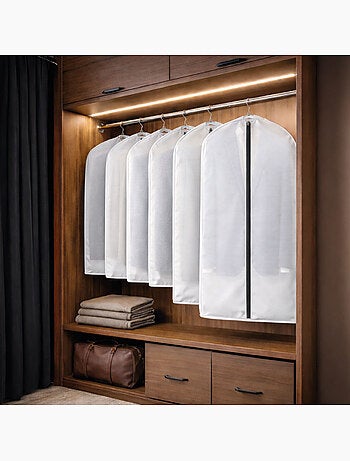 Lot de 4 housses pour vêtements à suspendre avec zip - 60 x 80 cm - Vivezen