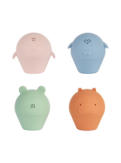 Lot de 4 jouets aspergeurs de bain en silicone 'Badabulle' - Kiabi