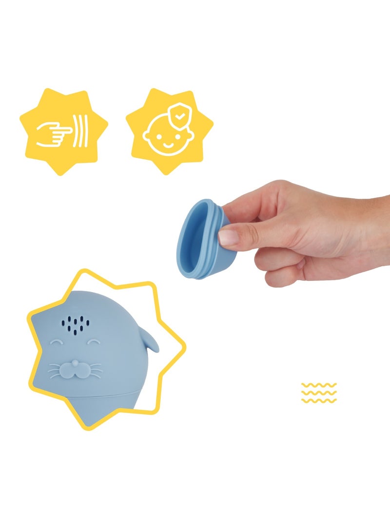 Lot de 4 jouets aspergeurs de bain en silicone 'Badabulle' Multicolore - Kiabi