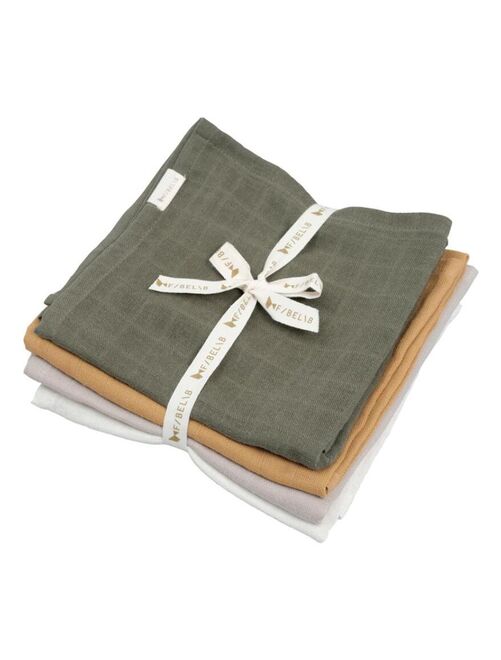 Lot de 4 langes en mousseline de coton bio Olive Garden (60 x 60 cm) - Kiabi