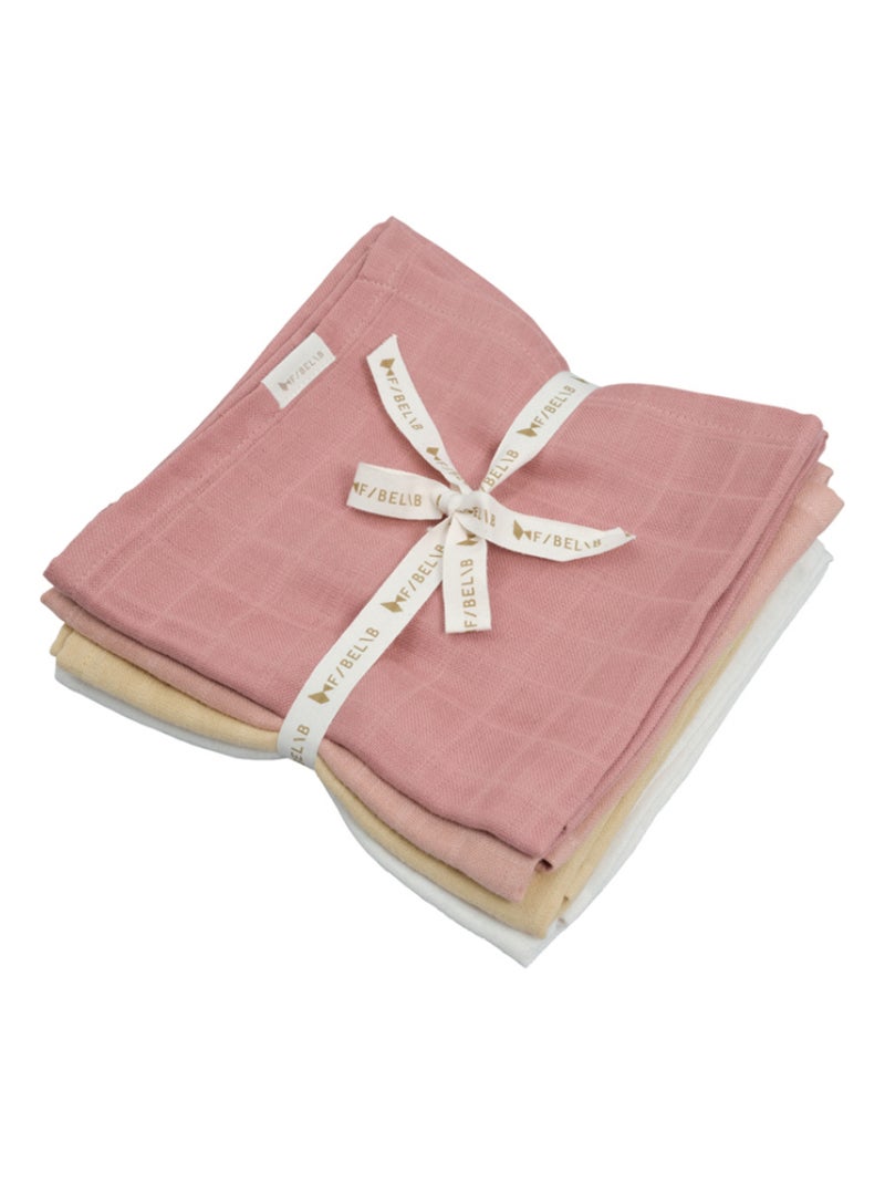 Lot de 4 langes en mousseline de coton bio Pastel Flower (60 x 60 cm) Rose - Kiabi