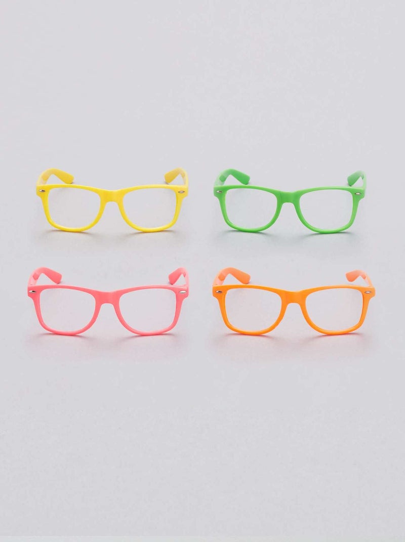 Lot de 4 lunettes fluo sans verres multicolore - Kiabi