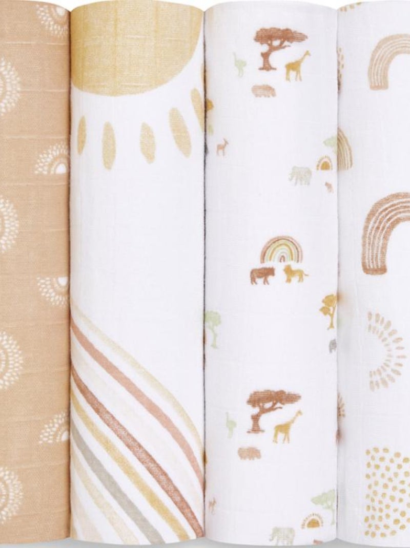 Lot de 4 maxi langes en coton Keep Rising (120 x 120 cm) Orange - Kiabi