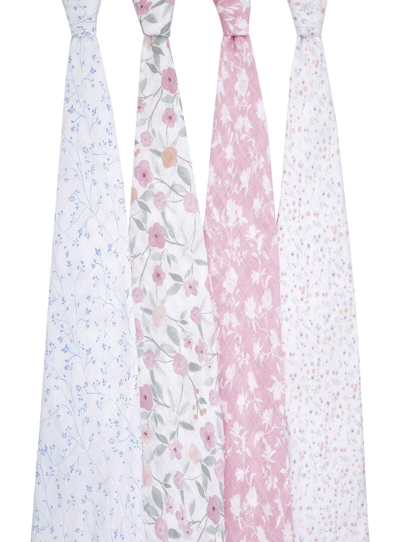 2 Linges En Mousseline Coton 120x120cm - Ultra Doux Et Respirants - Pour Emmaillotage, Lange, Doudou - OEKO-TEX