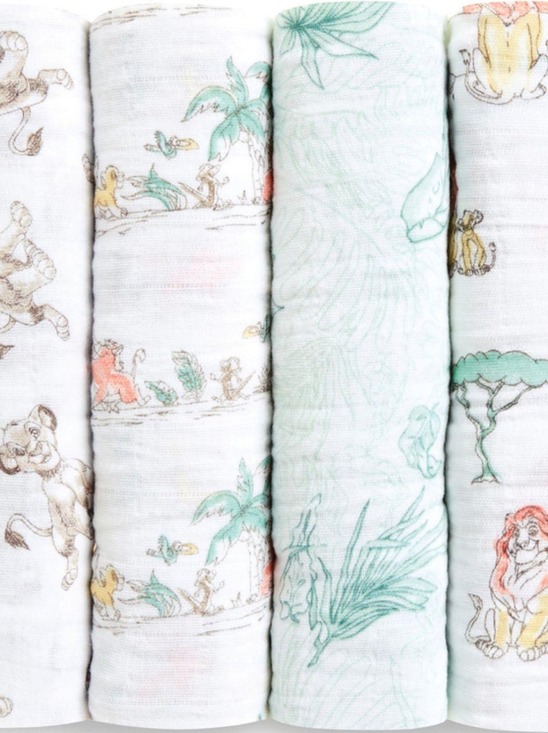 Lot de 4 maxi langes Le roi lion (120 x 120 cm) Blanc - Kiabi
