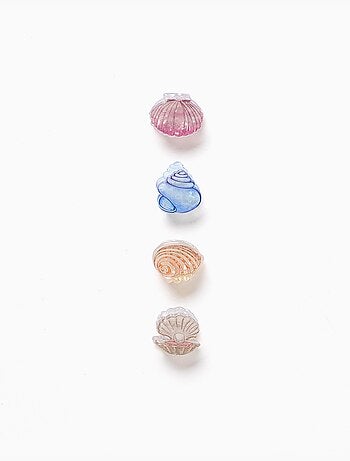 Lot de 4 mini pinces à double rangée et coquillage