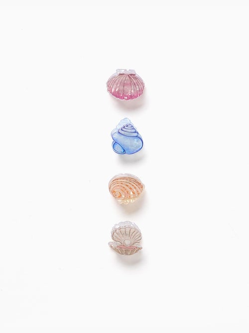 Lot de 4 mini pinces à double rangée et coquillage - Kiabi