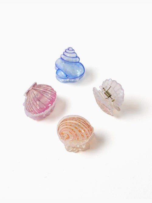 Lot de 4 mini pinces à double rangée et coquillage - Kiabi