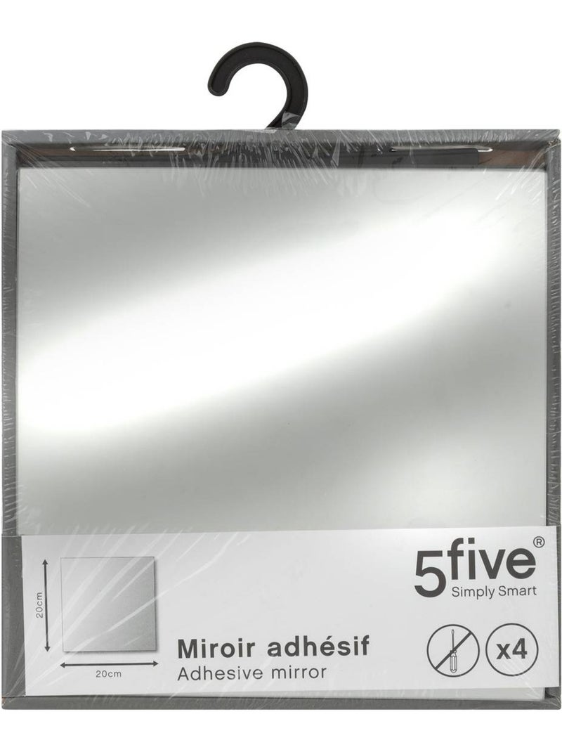 Lot de 4 miroirs carrés adhésifs en verre Argent - Kiabi