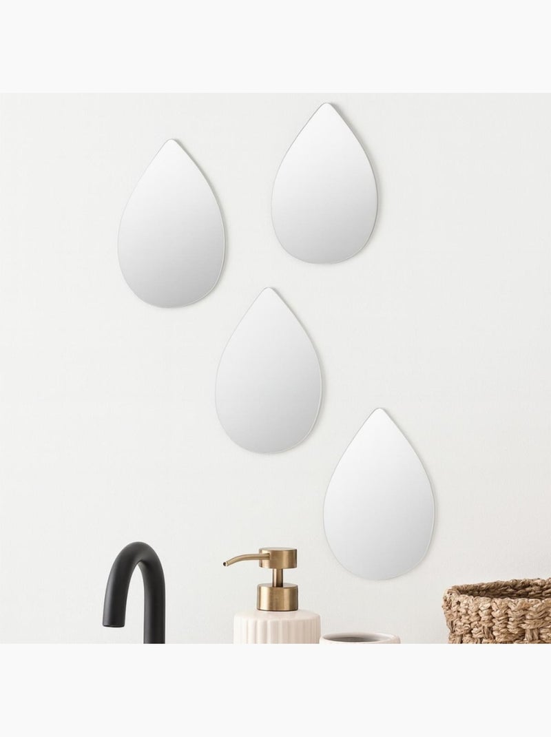 Lot de 4 miroirs forme gouttes 16 x10cm Transparent - Kiabi