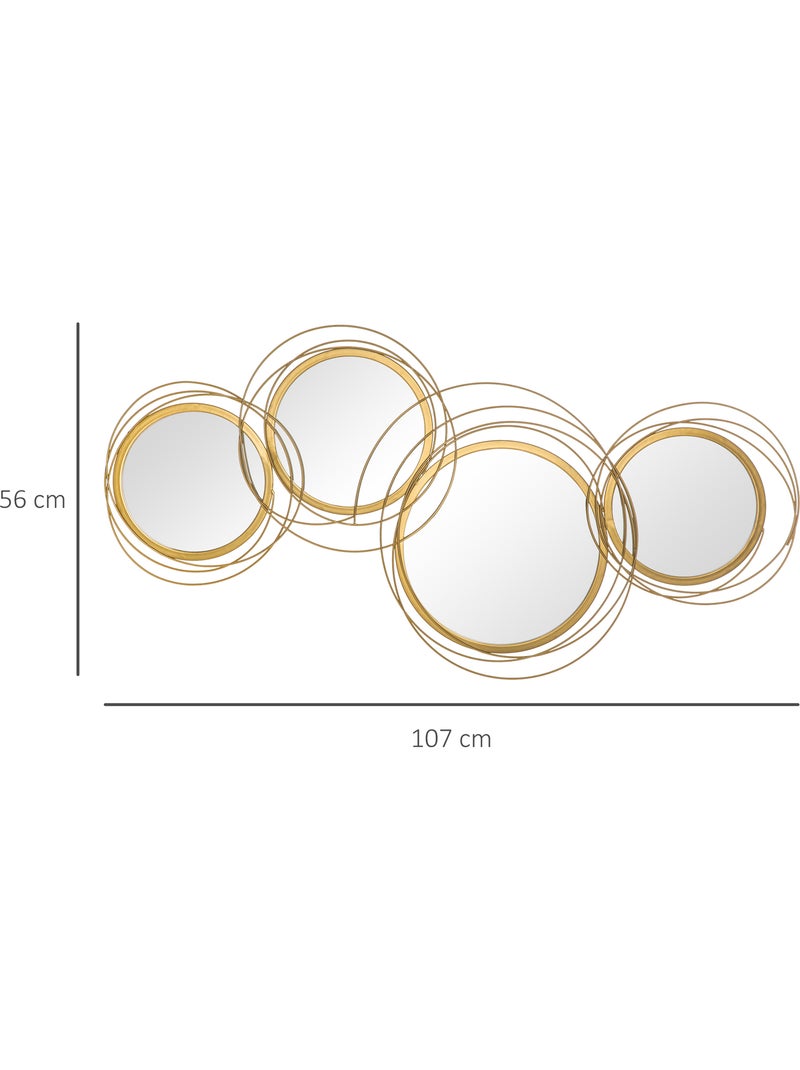 Lot de 4 miroirs ronds muraux Doré/or - Kiabi