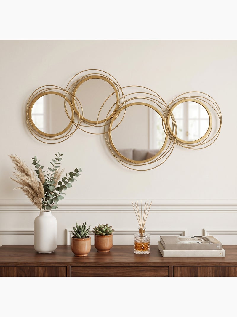 Lot de 4 miroirs ronds muraux Doré/or - Kiabi