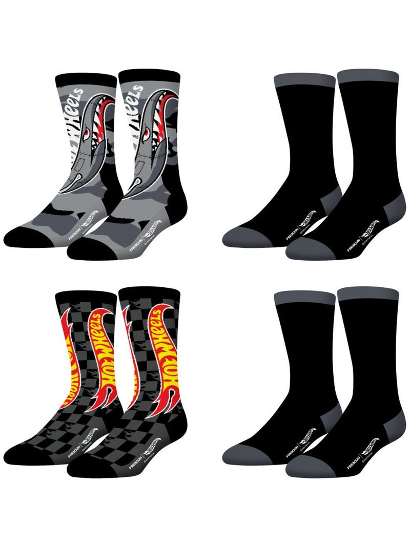 Lot de 4 paire de chaussettes enfant Hot Wheels Freegun Gris Noir - Kiabi