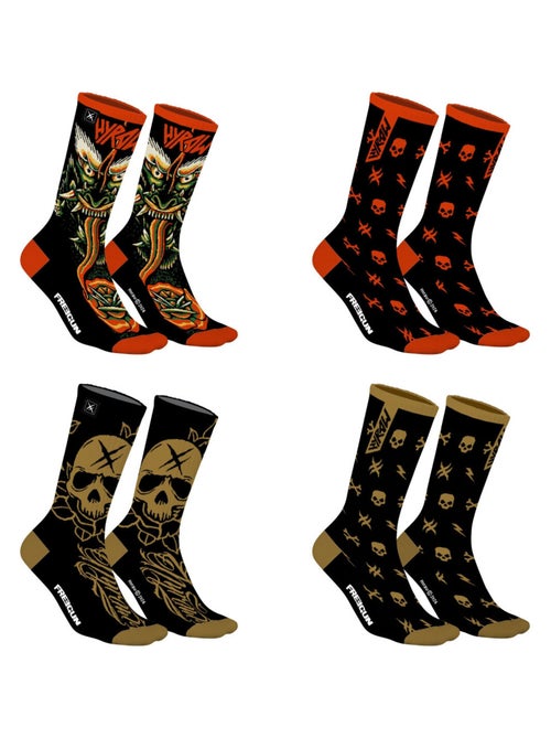 Lot de 4 paires chaussettes Homme Hyraw Freegun - Kiabi