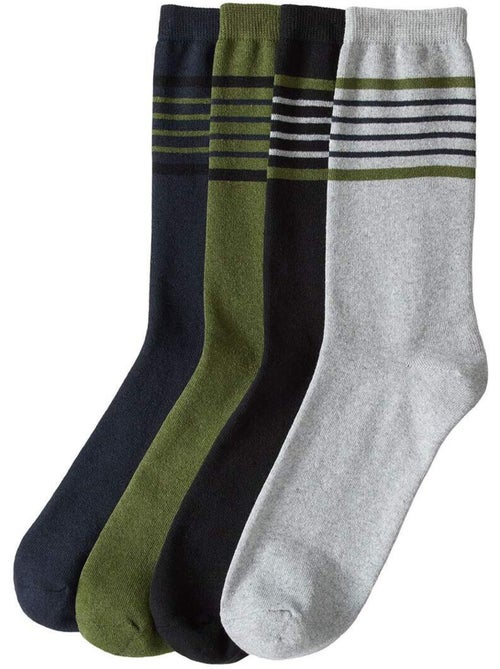 Lot de 4 paires de chausettes rayées   - atlas for men - Kiabi