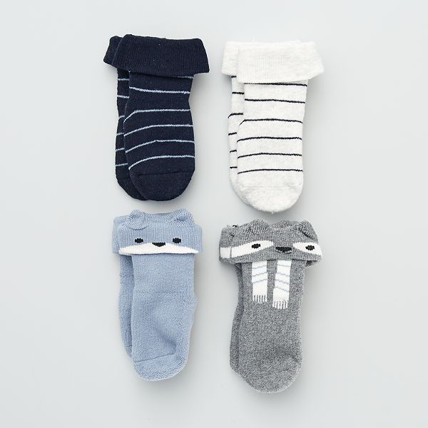 Lot De 4 Paires De Chaussettes Antiderapantes Bebe Garcon Bleu Kiabi 6 00