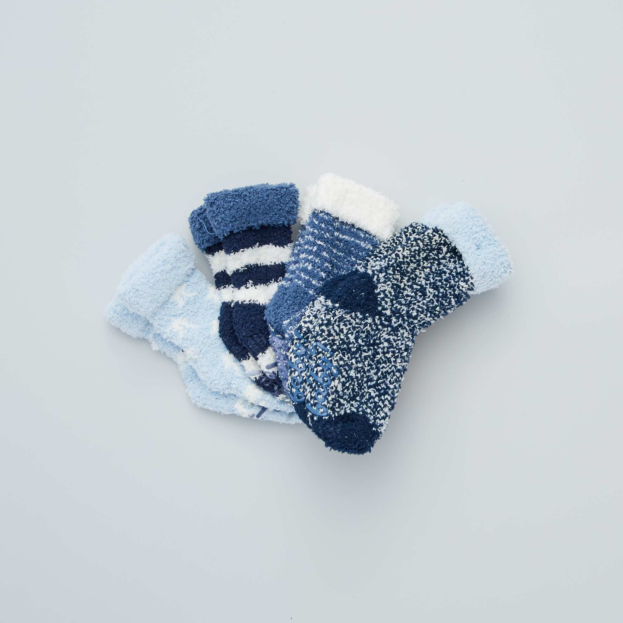 Lot De 4 Paires De Chaussettes Antiderapantes Bebe Fille Bleu Blanc Kiabi 7 00