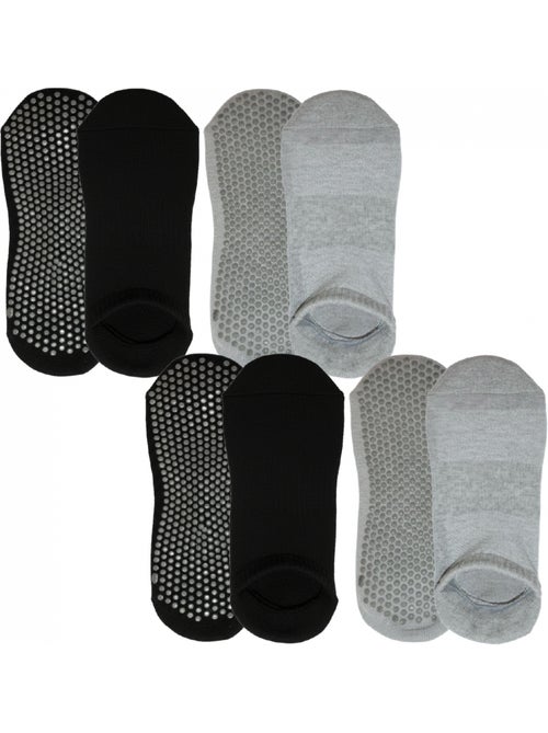 Lot de 4 paires de chaussettes antidérapantes, maison, sport, yoga, pilates - Vivezen - Kiabi
