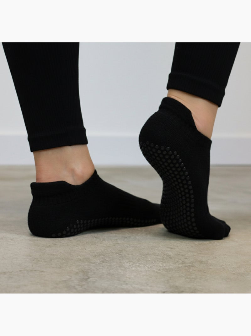 Lot de 4 paires de chaussettes antidérapantes, maison, sport, yoga, pilates - Vivezen Noir - Kiabi