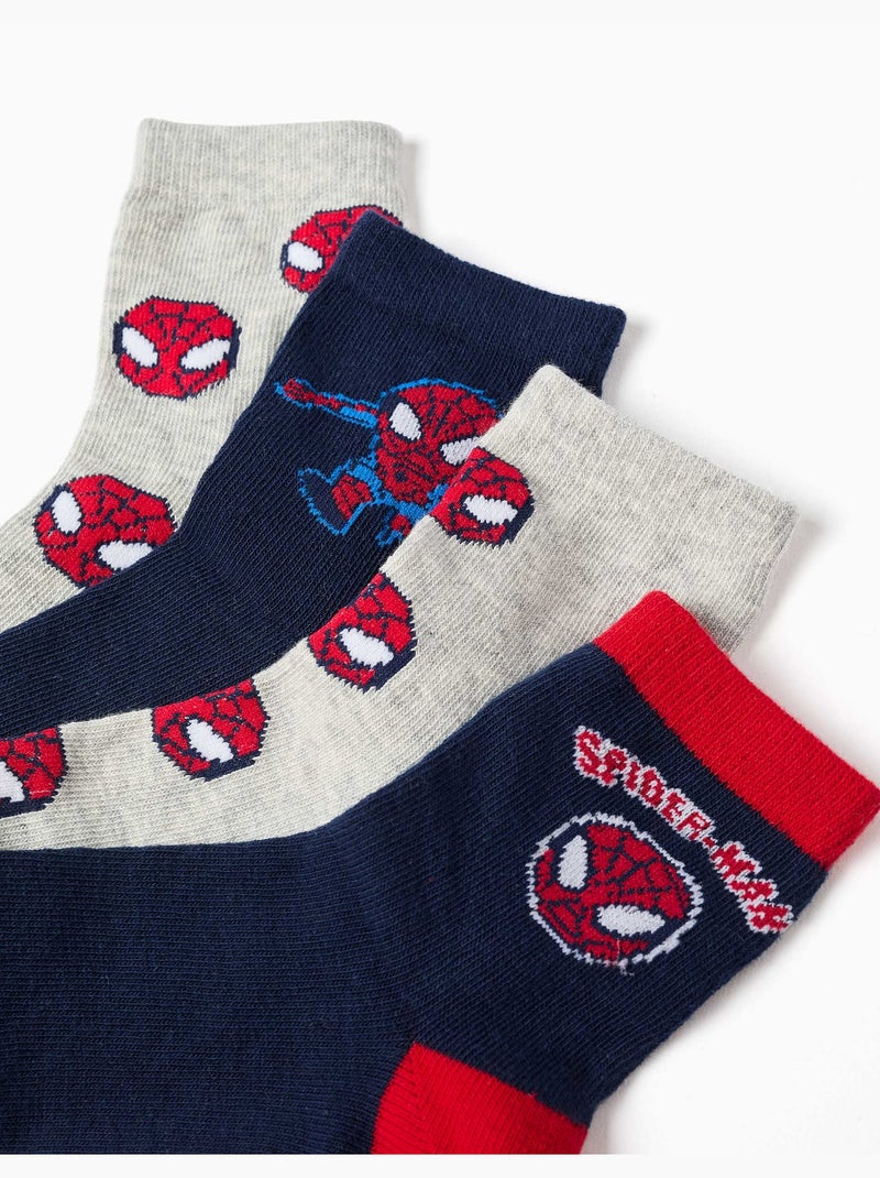 Lot de 4 paires de chaussettes avec spider-man Bleu Rouge Gris - Kiabi
