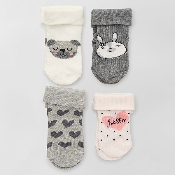 Lot De 4 Paires De Chaussettes Bebe Bebe Fille Rose Gris Kiabi 5 00