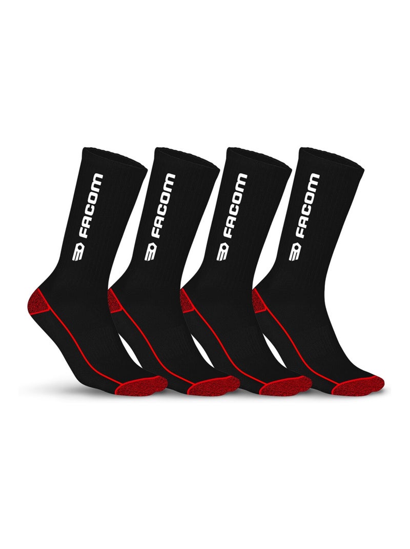 Lot de 4 paires de Chaussettes de travail Crew Saf Facom Noir Blanc - Kiabi