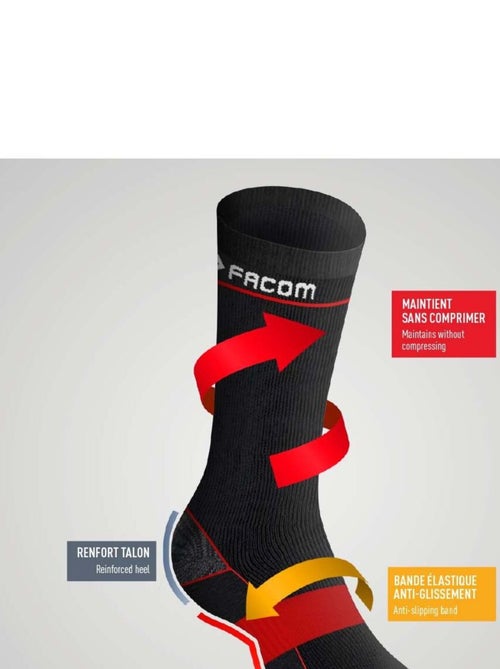 Lot de 4 paires de Chaussettes de travail Crew Saf Facom - Kiabi