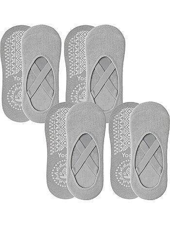 Lot de 4 paires de chaussettes élastiques et antidérapantes pour yoga, pilates - Vivezen
