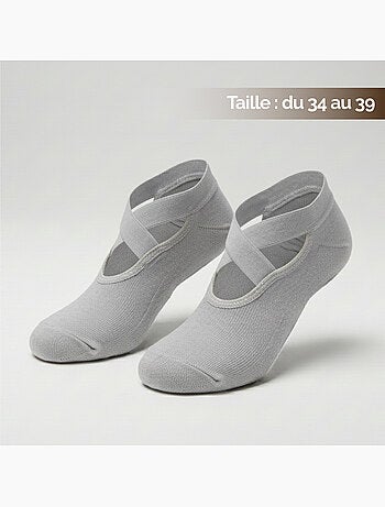 Lot de 4 paires de chaussettes élastiques et antidérapantes pour yoga, pilates - Vivezen