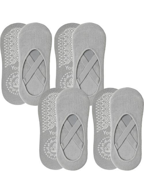 Lot de 4 paires de chaussettes élastiques et antidérapantes pour yoga, pilates - Vivezen - Kiabi