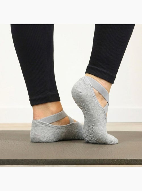Lot de 4 paires de chaussettes élastiques et antidérapantes pour yoga, pilates - Vivezen - Kiabi