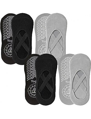 Lot de 4 paires de chaussettes élastiques et antidérapantes pour yoga, pilates - Vivezen