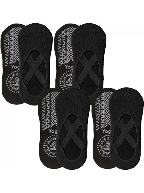 Lot de 4 paires de chaussettes élastiques et antidérapantes pour yoga, pilates - Vivezen - Kiabi